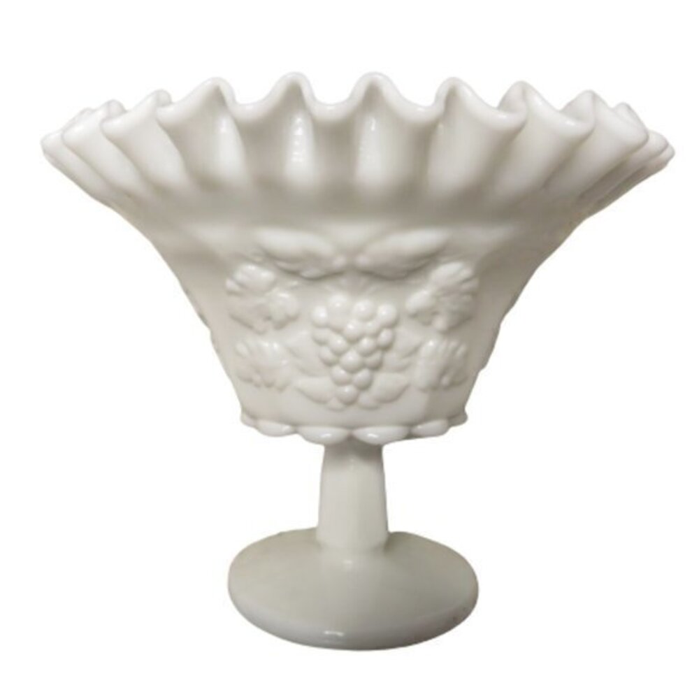 WESTMORELAND Compote‎ Paneled Grape Milk Glass